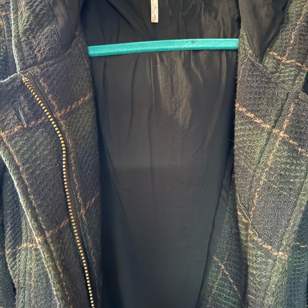 Free People Women's Textured Plaid Maxi Coat Size S/P With Belt $298 - Picture 6 of 9